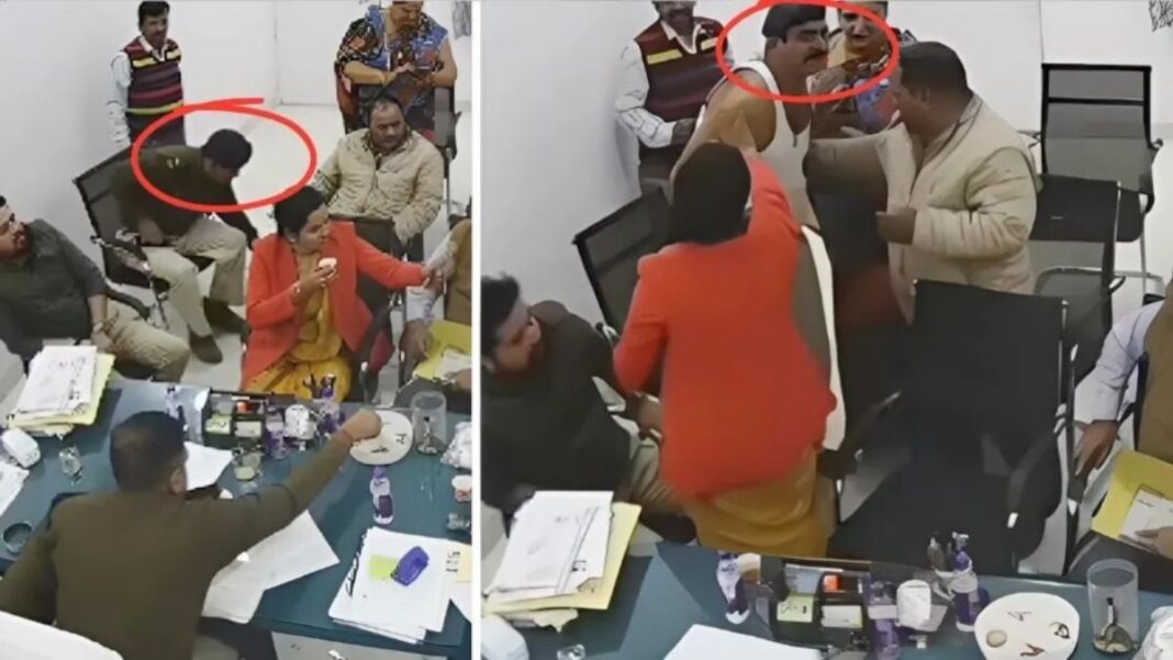 Policeman tears his uniform after arguing with BJP leader Arjun Gupta, video goes viral