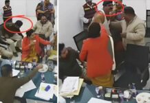 Policeman tears his uniform after arguing with BJP leader Arjun Gupta, video goes viral