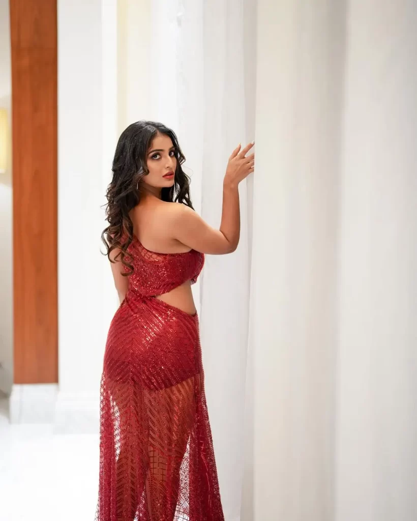 Ananya Nagalla Hot Sexy Figure Showing In Red Dress