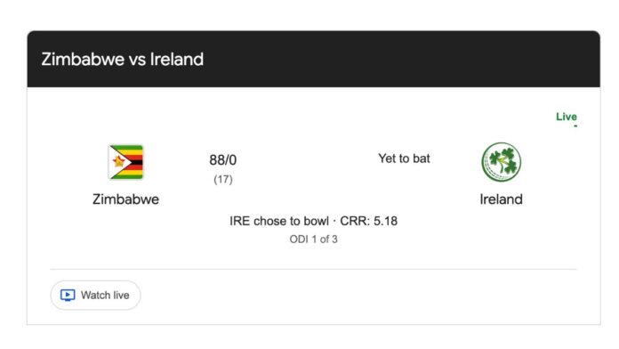 Zimbabwe vs Ireland Live Score