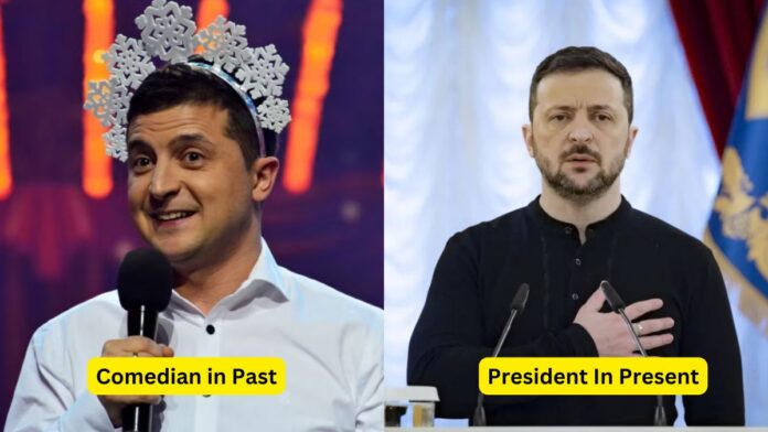 Two pictures, one story America and Zelensky – a satire on politics