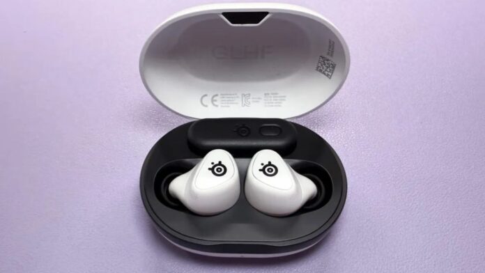 SteelSeries Arctis GameBuds with case.