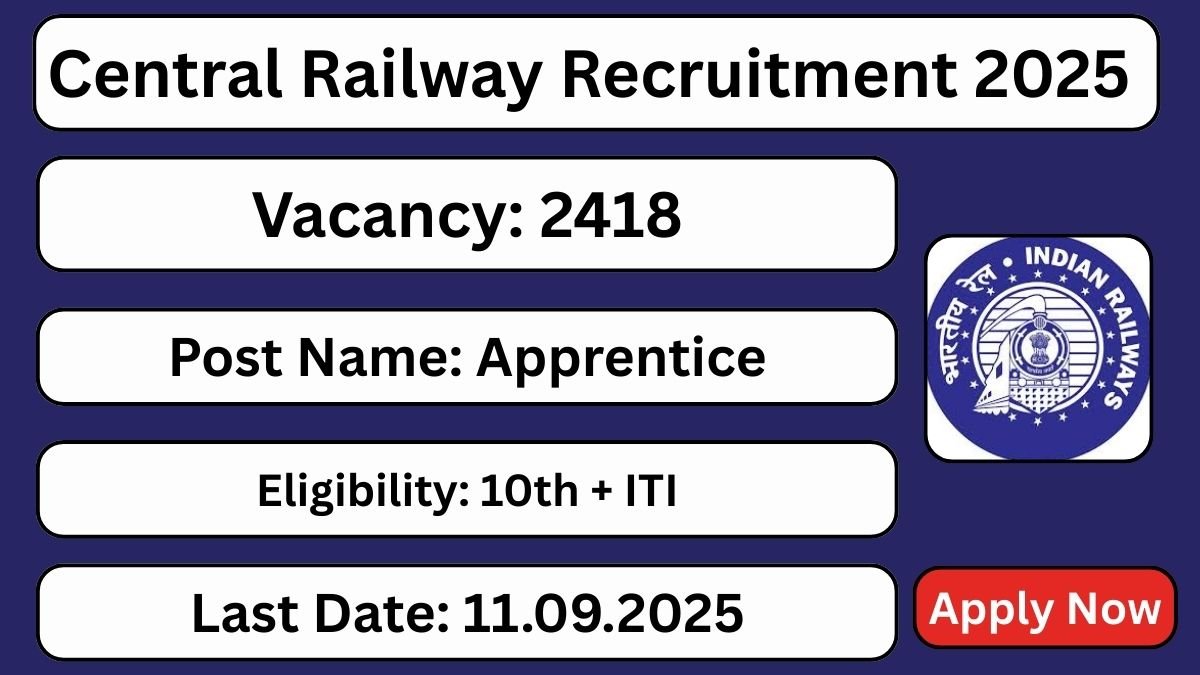 CG Staff Nurse Recruitment 2025: छत्तीसगढ़ स्टाफ नर्स वैकेंसी जारी 2 Central Railway Apprentice Vacancy 2025