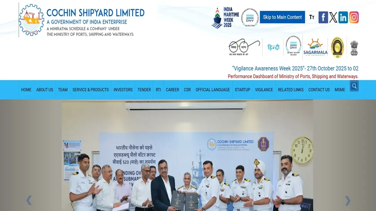 Cochin Shipyard Apprentices 2025