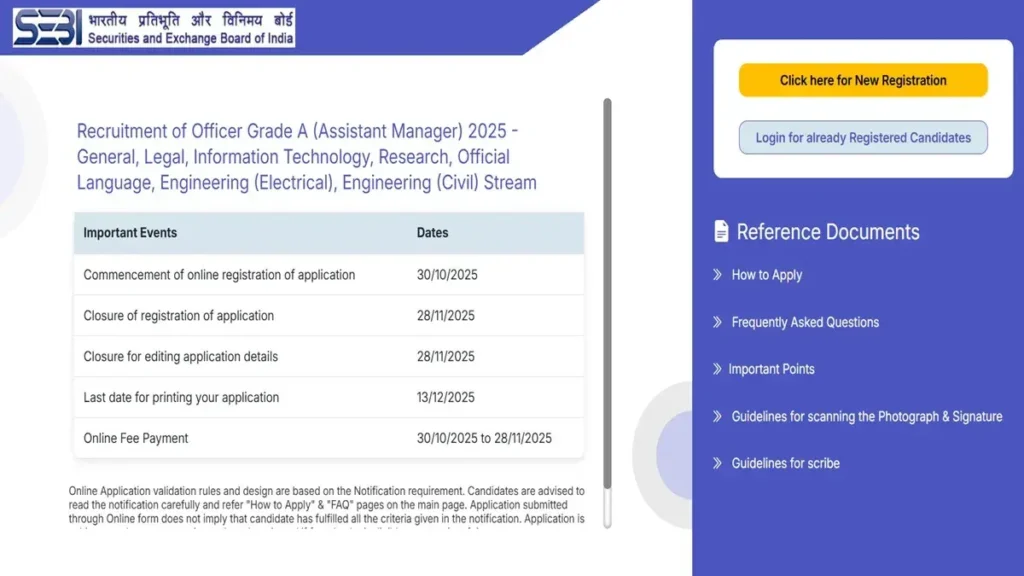 SEBI Assistant Manager Bharti 2025
