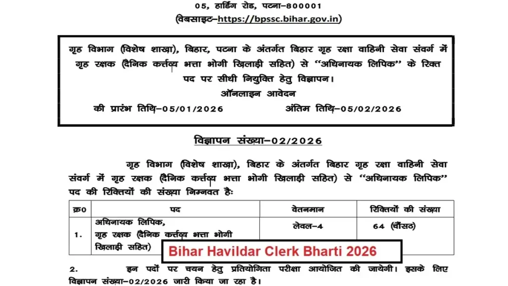 Bihar Havaldar Clerk Bharti