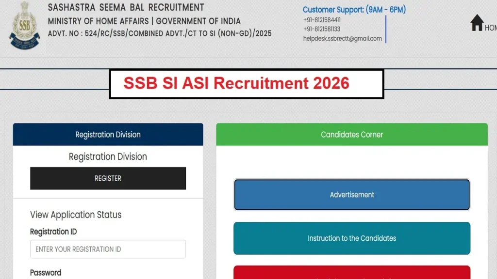 SSB SI ASI Recruitment 2026